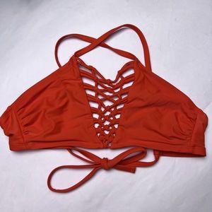 Target Xhilaration Orange Bikini Top D/DD Criss-Cross Deep V *MATCHING BOTTOMS*